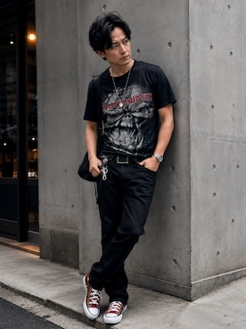 「Guess（ゲス）のアイテム」を使った、えぼさん（メンズ・172cm）の夏コーディネート