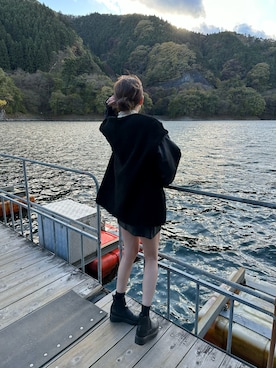 「インスタフォローしてね！」｜「アイテム（ブルゾン）」を使った、m’mtさん（レディース・163cm）の冬コーディネート