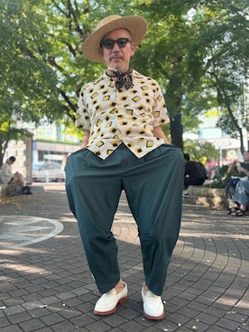 「アイテム（ストール/ショール）」を使った、Little Fatsさん（メンズ・165cm）の秋コーディネート