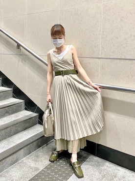 「アイテム（ローファー、グリーン系）」を使った、n ι c o ニコさん（レディース・157cm）の夏コーディネート