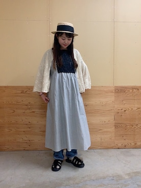 「Samansa Mos2（サマンサ モスモス）のモチーフレースワンピース（ワンピース）」を使った、Miwaさん（レディース・162cm）の春コーディネート