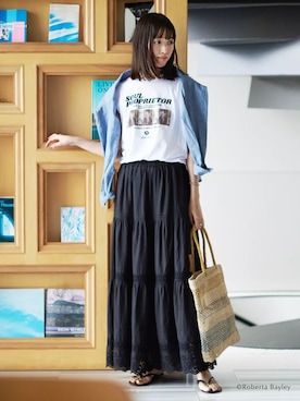 「カコバッグ」｜「アイテム（スカート）」を使った、lippuさん（レディース・166cm）の夏コーディネート