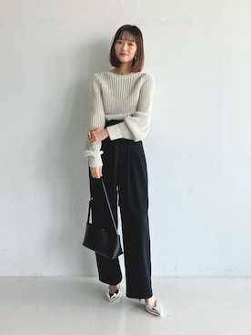 「アイテム（ニット/セーター）」を使った、lippuさん（レディース・166cm）の夏コーディネート