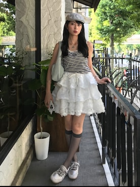 「アイテム（タンクトップ）」を使った、miyuさん（レディース・158cm）の夏コーディネート
