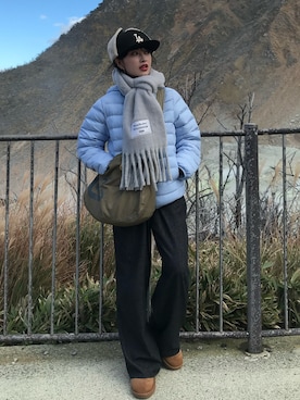 「アイテム（マフラー）」を使った、miyuさん（レディース・158cm）の秋コーディネート