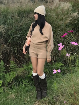 「アイテム（ホワイト系）」を使った、miyuさん（レディース・158cm）の秋コーディネート