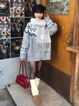 「アイテム（ハンチング/ベレー帽）」を使った、miyuさん（レディース・158cm）の秋コーディネート