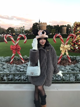 「アイテム（ムートンコート）」を使った、miyuさん（レディース・158cm）の冬コーディネート