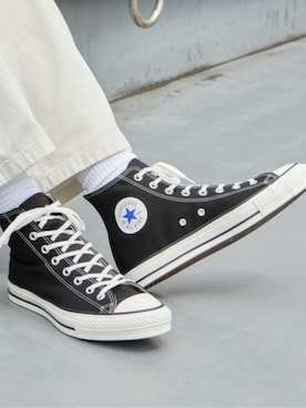 「CONVERSE（コンバース）のCONVERSE/コンバース AS J HI  スニーカー オールスター ハイカット ブランドロゴ 日本製 アメカジ ストリート メンズ 2026年秋冬（スニーカー、ブラック系）」を使った、Rooptokyoさん（メンズ・178cm）の夏コーディネート