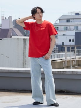 「FRUIT OF THE LOOM（フルーツオブザルーム）のアイテム」を使った、Rooptokyoさん（メンズ・178cm）の夏コーディネート