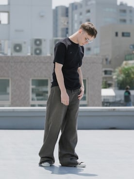 「Dickies（ディッキーズ）のDickies/ディッキーズ DK C3P ロゴ刺繍底パイル　靴下 2026年 夏 夏服（ソックス/靴下、ホワイト系）」を使った、Rooptokyoさん（メンズ・178cm）の夏コーディネート