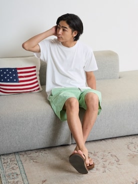 「アイテム（水着、グリーン系）」を使った、Rooptokyoさん（メンズ・178cm）の夏コーディネート