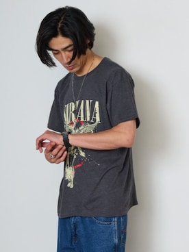 「NIRVANA（ニルヴァーナ）のアイテム（Tシャツ/カットソー）」を使った、Rooptokyoさん（メンズ・178cm）の夏コーディネート
