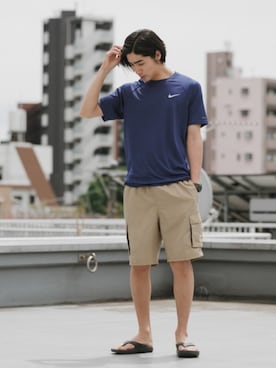 「NIKE（ナイキ）のアイテム（トップス）」を使った、Rooptokyoさん（メンズ・178cm）の夏コーディネート
