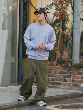 「GILDAN（ギルダン）のGILDAN/ギルダン USAオーバーサイズ ロングスリーブプルオーバークルーネックスウェット 無地トレーナー ユニセックス 2026年春夏（スウェット、グレー系）」を使った、Rooptokyoさん（メンズ・178cm）の春コーディネート