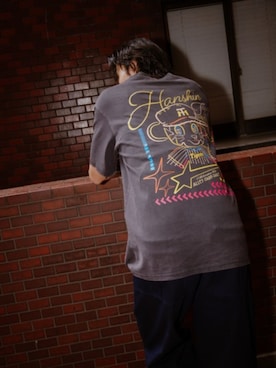 「ROOPTOKYO（ループトウキョウ）のAYT×阪神タイガース トラッキー プリントデザイン グラフィック クルーネックTシャツ 半袖 メンズ 野球 ベースボール 2026年夏 夏服（Tシャツ/カットソー、グレー系）」を使った、Rooptokyoさん（メンズ・178cm）の夏コーディネート