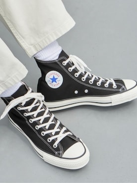 「CONVERSE（コンバース）のCONVERSE/コンバース AS J HI  スニーカー オールスター ハイカット ブランドロゴ 日本製 アメカジ ストリート メンズ 2026年秋冬（スニーカー、ブラック系）」を使った、Rooptokyoさん（メンズ・178cm）の夏コーディネート