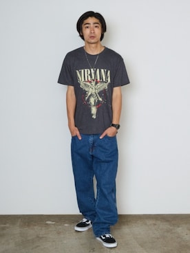 「NIRVANA（ニルヴァーナ）のアイテム（Tシャツ/カットソー）」を使った、Rooptokyoさん（メンズ・178cm）の夏コーディネート