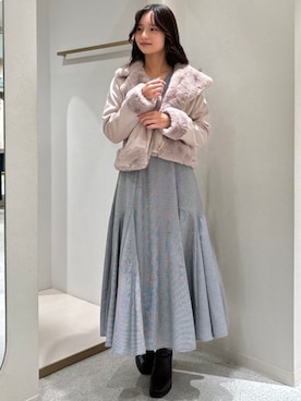 「アイテム（ライダースジャケット）」を使った、ASTORIA ODIER（アストリア オディール）さん（レディース・160cm）の秋コーディネート