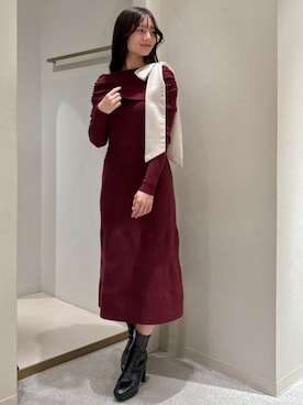 「アイテム（ワンピース/ドレス、レッド系）」を使った、ASTORIA ODIER（アストリア オディール）さん（レディース・160cm）の冬コーディネート