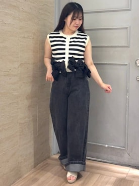 「ASTORIA ODIER（アストリアオディール）の厚底クロスサンダル（サンダル、ホワイト系）」を使った、ASTORIA ODIER（アストリア オディール）さん（レディース・159cm）の夏コーディネート