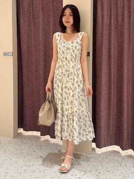 「花柄ワンピース」｜ASTORIA ODIER（アストリア オディール）さん（レディース・163cm）の春コーディネート