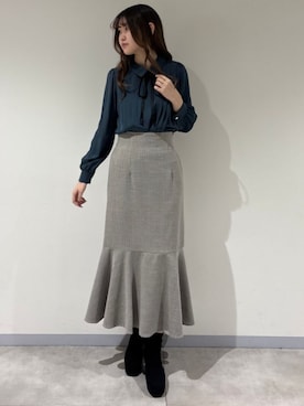 「アイテム（スカート、ベージュ系）」を使った、ASTORIA ODIER（アストリア オディール）さん（レディース・161cm）の冬コーディネート