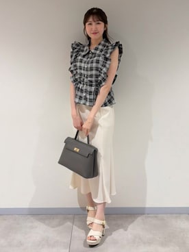 「ASTORIA ODIER（アストリアオディール）の厚底クロスサンダル（サンダル、ホワイト系）」を使った、ASTORIA ODIER（アストリア オディール）さん（レディース・159cm）の夏コーディネート