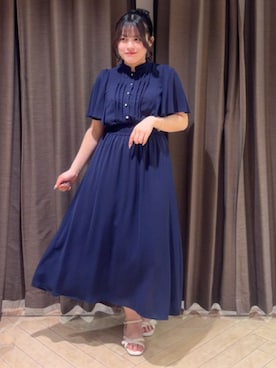 「ASTORIA ODIER（アストリアオディール）のピンタックフレアスリーブワンピース（ワンピース、ブルー系）」を使った、ASTORIA ODIER（アストリア オディール）さん（レディース・155cm）の夏コーディネート