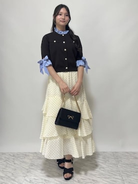 「ASTORIA ODIER（アストリアオディール）の厚底クロスサンダル（サンダル、ブラック系）」を使った、ASTORIA ODIER（アストリア オディール）さん（レディース・159cm）の夏コーディネート