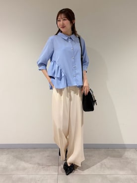 「ASTORIA ODIER（アストリアオディール）のベルト付きタックパンツ（その他パンツ、ホワイト系）」を使った、ASTORIA ODIER（アストリア オディール）さん（レディース・160cm）の春コーディネート