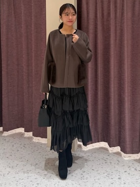 「アイテム（ノーカラーコート）」を使った、ASTORIA ODIER（アストリア オディール）さん（レディース・156cm）の冬コーディネート