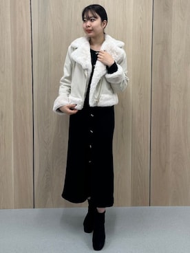 「アイテム（ライダースジャケット、グレー系）」を使った、ASTORIA ODIER（アストリア オディール）さん（レディース・163cm）の秋コーディネート