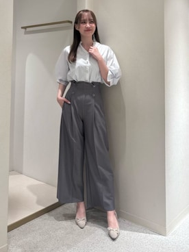 「ASTORIA ODIER（アストリアオディール）のクリアボタンワイドパンツ（その他パンツ、グレー系）」を使った、ASTORIA ODIER（アストリア オディール）さん（レディース・160cm）の春コーディネート