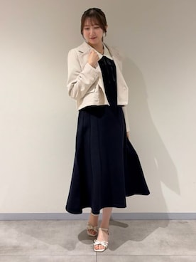 「ASTORIA ODIER（アストリアオディール）の配色衿スポンディシュワンピース（ワンピース、ブルー系）」を使った、ASTORIA ODIER（アストリア オディール）さん（レディース・160cm）の春コーディネート
