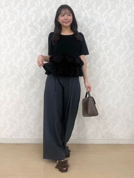 「ASTORIA ODIER（アストリアオディール）の裾モチーフカットソー（Tシャツ/カットソー、ブラック系）」を使った、ASTORIA ODIER（アストリア オディール）さん（レディース・155cm）の夏コーディネート