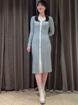 「アイテム（ワンピース/ドレス、グリーン系）」を使った、ASTORIA ODIER（アストリア オディール）さん（レディース・168cm）の秋コーディネート