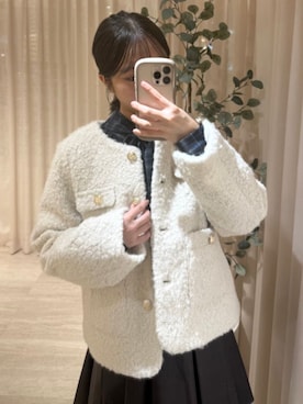 「アイテム（ノーカラージャケット）」を使った、ASTORIA ODIER（アストリア オディール）さん（レディース・155cm）の冬コーディネート