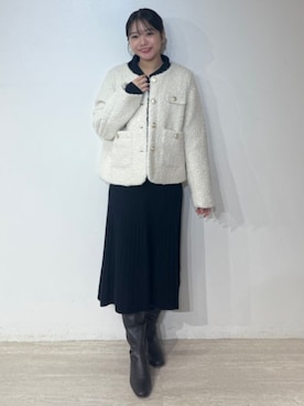 「アイテム（ノーカラージャケット）」を使った、ASTORIA ODIER（アストリア オディール）さん（レディース・156cm）の冬コーディネート