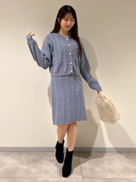 「セットアップスタイル」｜「アイテム（ワンピース/ドレス）」を使った、ASTORIA ODIER（アストリア オディール）さん（レディース・155cm）の冬コーディネート