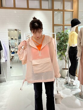 「mystic（ミスティック）のセンターステッチフレアデニム（デニムパンツ）」を使った、yoshioka risaさん（レディース・153cm）の春コーディネート