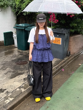 「NUGUのアイテム（キャミソール、ブルー系）」を使った、mayuさん（レディース・157cm）の夏コーディネート