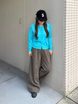「Supreme （シュプリーム）のアイテム（キャップ、ブラック系）」を使った、mayuさん（レディース・157cm）の夏コーディネート