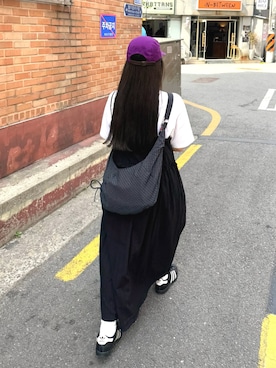 「NUGUのアイテム（ワンピース/ドレス、ホワイト系）」を使った、mayuさん（レディース・157cm）の夏コーディネート