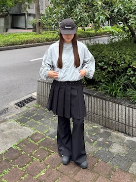 「Supreme （シュプリーム）のアイテム（キャップ、ブラック系）」を使った、mayuさん（レディース・157cm）の夏コーディネート