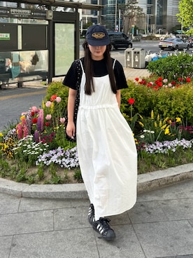 「NUGUのアイテム（ワンピース/ドレス、ホワイト系）」を使った、mayuさん（レディース・157cm）の夏コーディネート