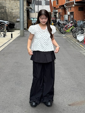 「NUGUのアイテム（トップス、ホワイト系）」を使った、mayuさん（レディース・157cm）の夏コーディネート