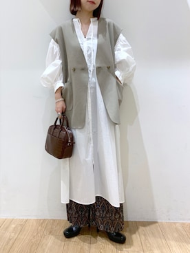 「ベスト×ワンピース」｜ゆいさん（レディース・160cm）の秋コーディネート