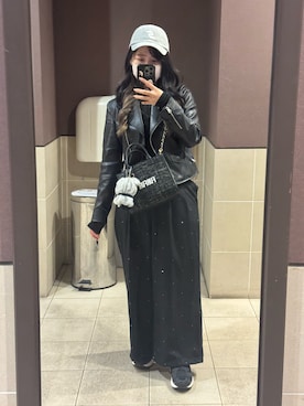 「アイテム（ライダースジャケット）」を使った、ユさん（レディース・151cm・20代）の冬コーディネート