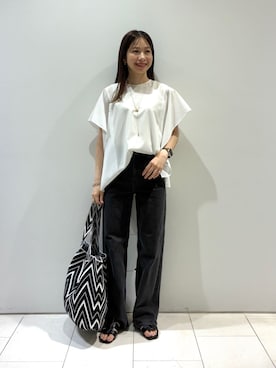 「お仕事コーデ」｜「アイテム（アクセサリー）」を使った、INDIVI(SHOP STAFF)さん（レディース・152cm）の夏コーディネート